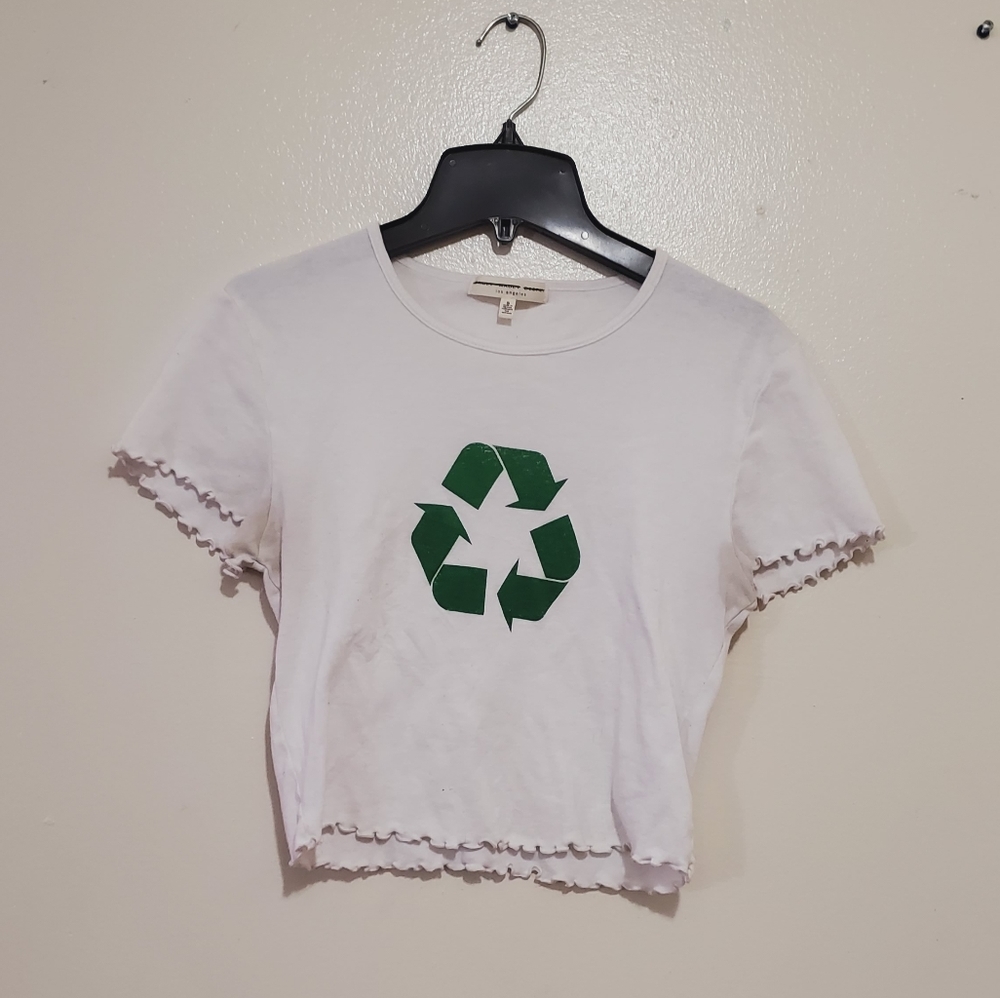 Truly Madly Deeply Recycle T-Shirt White Cropped